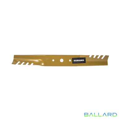 MULCHING Mower Blade:  21" Long,  2.5" Wide, 3/4" Center Hole (w/ Guide Holes), Thickness- .140" (One Blade System)